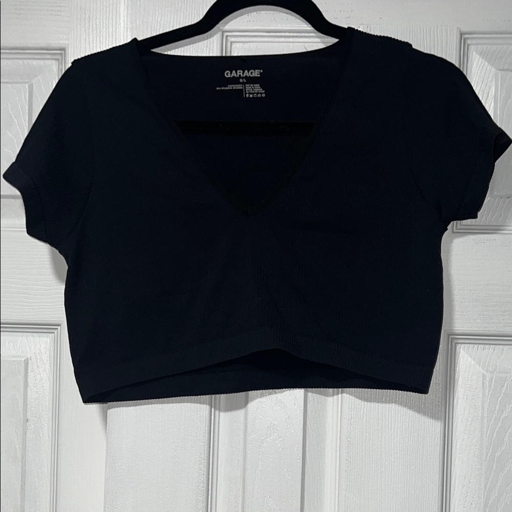 Garage Black V-Neck Crop Top